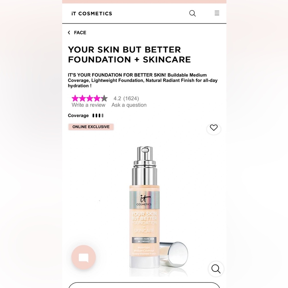 I.T Cosmetic foundation for sale